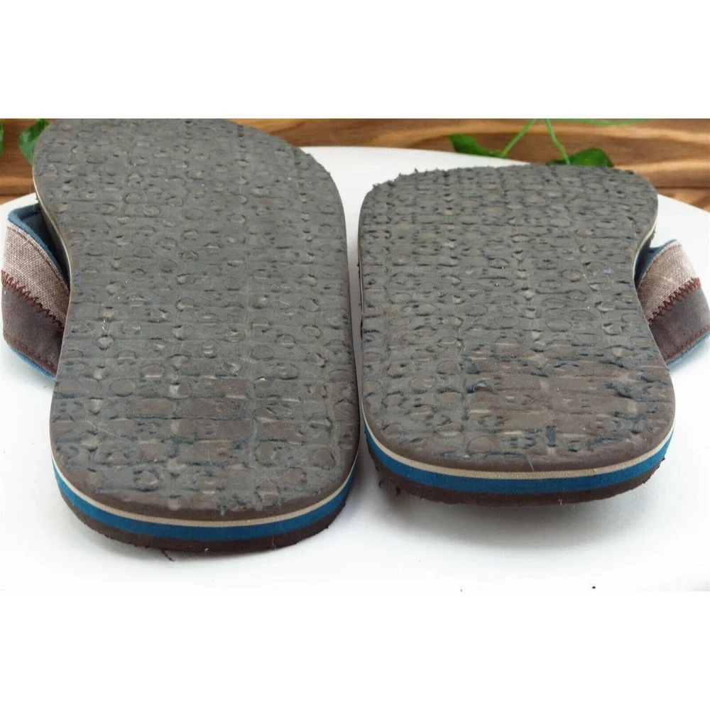 Sanuk Size 9 M Brown Flip‎ Flop Leather Men Shoes